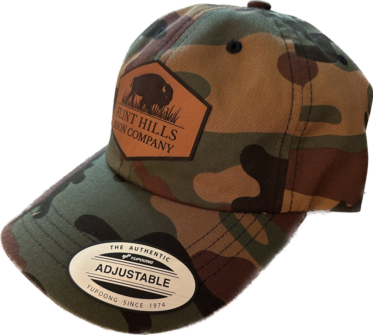 Leather Patch Adjustable Dad Hat Camo